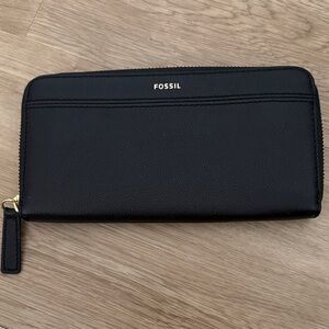 Fossil Black Zip-Around Wallet